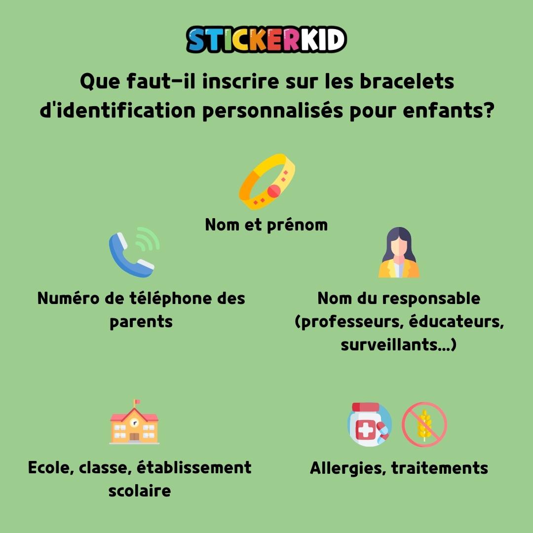 20 Bracelets Identification Anti-Perte Enfants - Avec Stylo Non Effaçable - Sécurité Garçons Filles